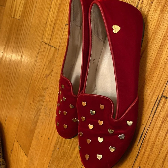 Moschino girl  velour Red  Ballet Flats Size US 2.5 EU 34​​ - Picture 2 of 3